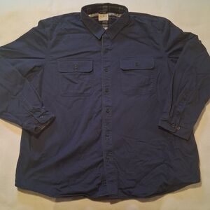 L.L.Bean Traditional Fit Quilted Lined Button Front Shirt Jacket Navy Blue